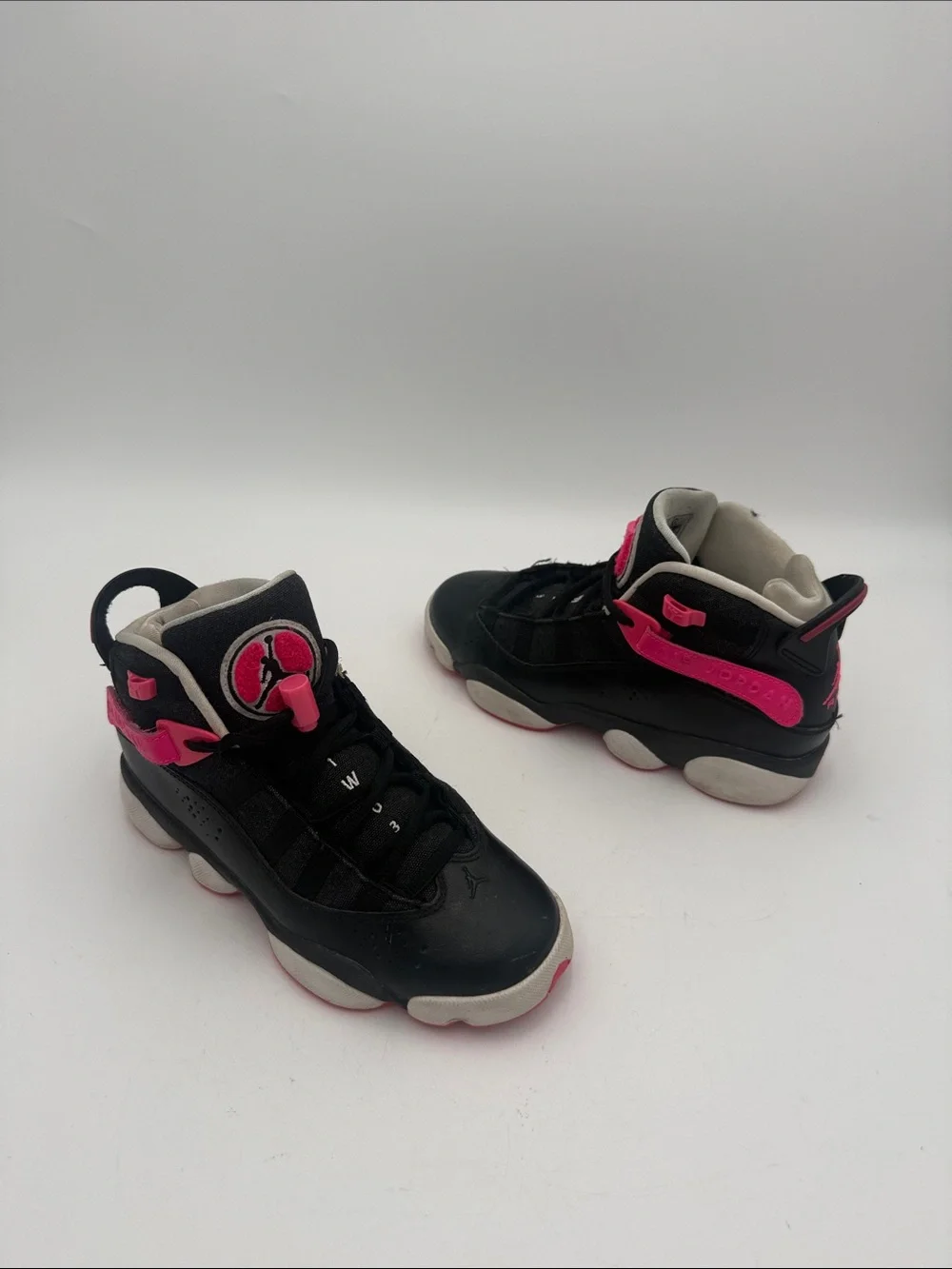 Nike air Jordan 6 rings Black Pink High-Top Basketball Shoes youth 4.5 retro